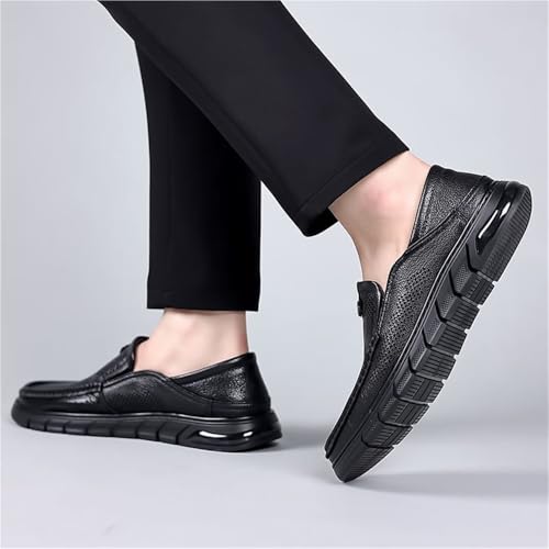 Mens Slip On Perforated Leather Loafers Summer Breathable Lambskin Soft Sole Casual Shoes Lightweight Driving Shoes2