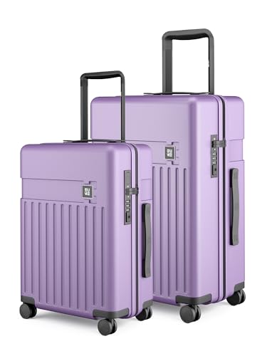 Image of EUME Classic Cabin 55 Cm and Check-in Medium 65 Cm Luggage Trolley Bags for Travel - Set of 2 (Violet Ash) | Polycarbonate (PC) 8 Hinomoto Wheels Suitcase | Cabin Trolley Bags | Luggage