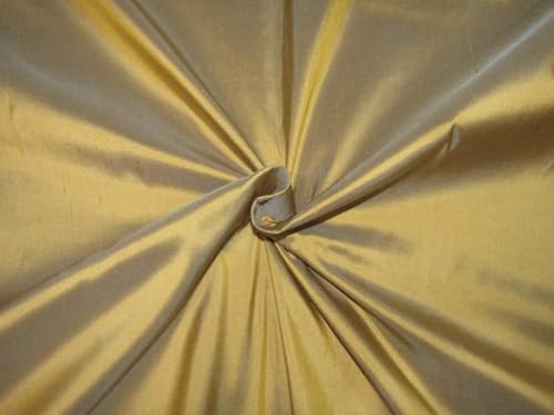 Tissu soie Dupioni doré bleu 137 cm coupon ameublement veste