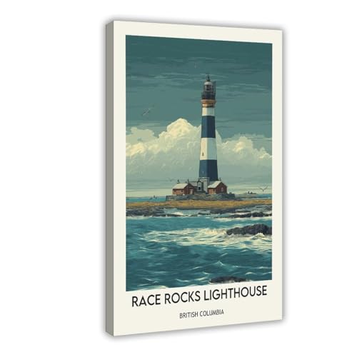 QZFNCOYU Póster en lienzo con diseño de faro, de Race Rocks, para decoración de dormitorio, oficina, habitación, regalo, 50 x 75 cm