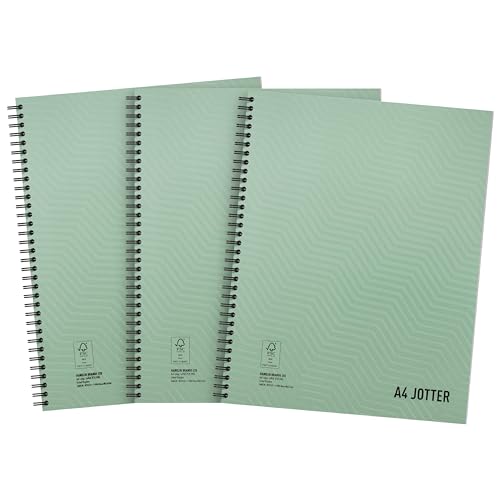SUMMIT A4 Metallic Wirebound Notebook 3 Pack Ruled Pages for School Work & Journaling Lay-Flat Durable Binding