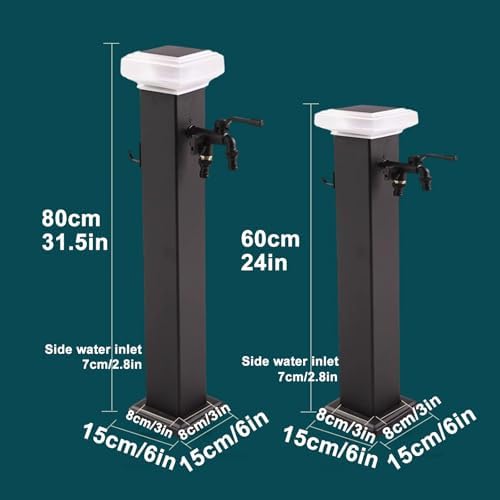Stainless Steel Solar Outdoor Water Column Fountain - 31.5" Garden Decorative Floor Mount Antifreeze Faucet for Yard & Patio Lighting