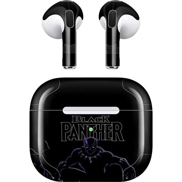 Skinit Decal Audio Skin Compatible with Apple AirPods (3rd Gen 2021) - Officially Licensed Marvel Black Panther Night Time Watch Design