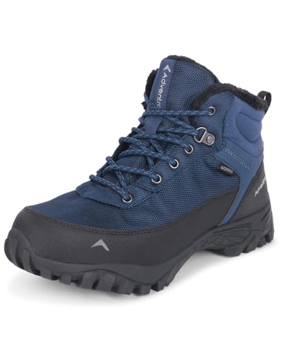 Image of Edge ET 1100 Men's Waterproof Mountain Trekking Hiking Boots, Mid-Top, Round Toe, Blue, Anti-Slip Grip