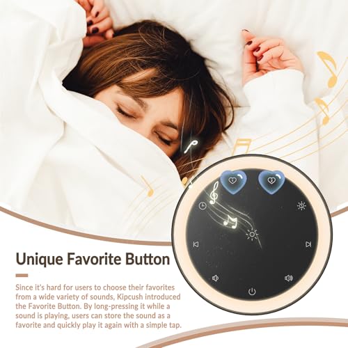 Image of Kipcush White Noise Machine for Sleeping, Baby & Adults, High-Fidelity Non-Looping Sounds, Sleep Sound Machine with Dimmable Night Light, USB Powered, Memory Function, Home, Nursery & Travel