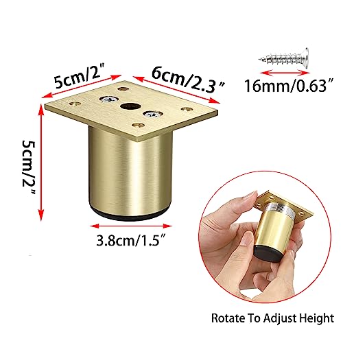 SUMTree 5cm 4 Stück Möbelfüße aus Alulegierung Schrankfüße Beine für Stühle Tisch Schrank Schreibtisch Sofa Möbelbeine mit Schrauben Einfachen Montage Runde(Golden)