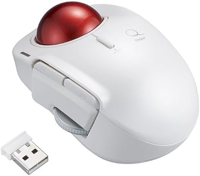 Nakabayashi MUS-TRLF184W Digio2 Mini Wireless 5 Button Laser Index Finger Trackball Mouse White