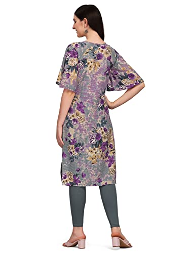 Image of EthnicJunction Women's Crepe Floral Printed Ready to Wear Straight Kurti