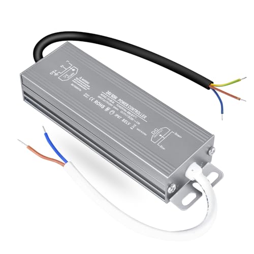 OFFCUP LED Driver, 60W 24V Lighting Transformer, 170-250V AC to 24V DC IP67 Waterproof 2.5A LED Power Supply Constant Voltage Adapter for Outdoor Garden Strip Lights LEDS Lighting Shed Light