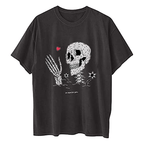 Image of Summer Y2k Tops for Womens, Casual Vintage Short Sleeve T-Shirt, Girls Oversize Loose Round Neck Elastic Tee