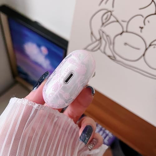 Image of MINSCOSE Compatible with AirPod 1&2 Clear Case,Cute Flower Floral Aesthetic Design with Flowers Keychain, Soft TPU Protective Shockproof Case for Women Girl for Airpod 1&2-Pink