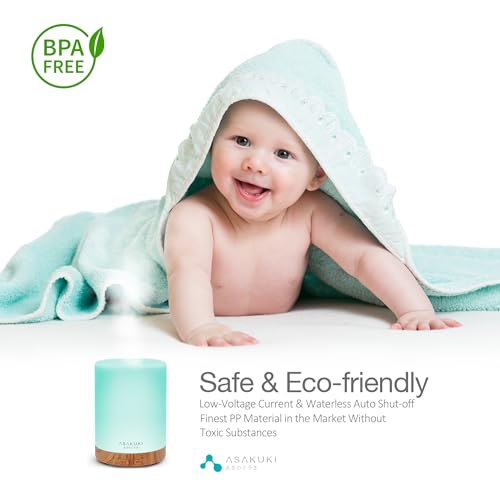 ASAKUKI 300ML Essential Oil Diffuser, Quiet 5-in-1 Premium Humidifier, Home Fragrance Aroma Diffuser with 7 LED Color Changing Light and Auto-Off Switch -Light Brown - Image 6