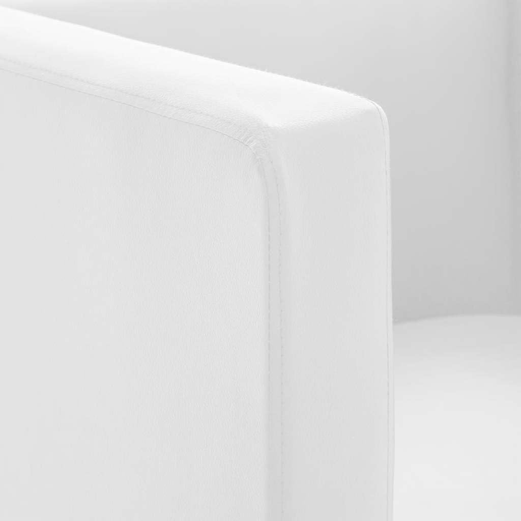 Sillón de cubo blanco de piel sintética, 71 x 54 x 69 cm, altura del asiento 43 cm, patas de metal, diseño moderno, resistente y duradero, para salón, dormitorio, oficina