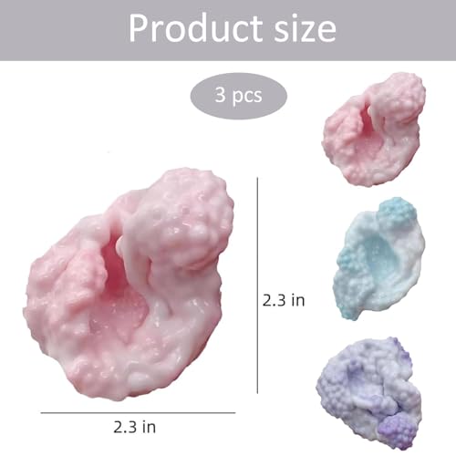 3-Pack Multicolor Stress Ball, Soft Squishy Stress Balls Fidgets for Anxiety Relief and Focus, Durable Sugar Ball Fidget Toy for Kids Adults Office School Home Use in Blue Pink Purple Colors