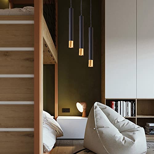 RAGGZZ led moderne light lustre noir tube cylindrique à tête unique 6x40cm - 5
