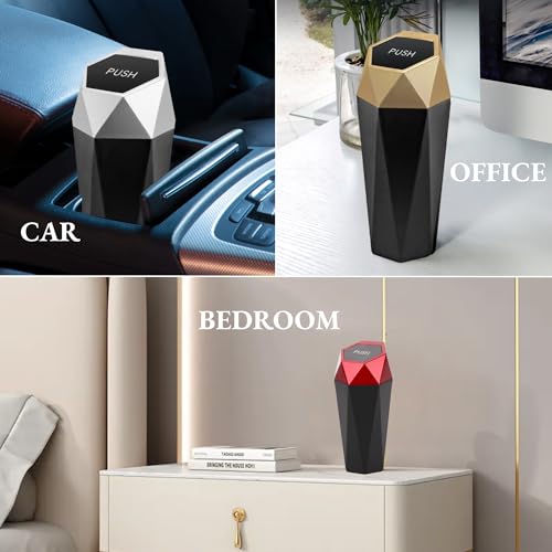 Image of Car Trash Can with Lid, Leakproof Trash Bin for SUV, Mini Automotive Garbage Cans with Trash Bags, Waterproof Multipurpose Car Organizers and Storage (Black)