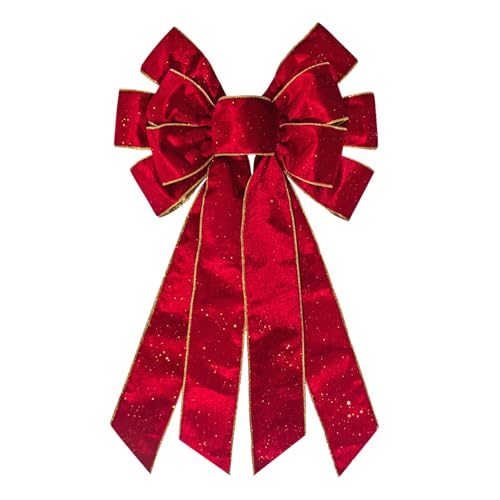 Hying Große Weihnachtsschleifen für Kranz, glitzernder roter Samtkranz, Schleife, Weihnachtsbaumspitze, Schleifen, Ornamente für Haustür, Neujahr, Weihnachten, Party, Dekoration