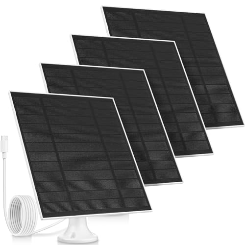 Saysurey 4 Pack 5w Solar Panels for Security Cameras Outdoor Waterproof Solar Panel for Ring Camera with Type-c and 360° Adjustable Safety Bracket Panel Charge Micro for Camera