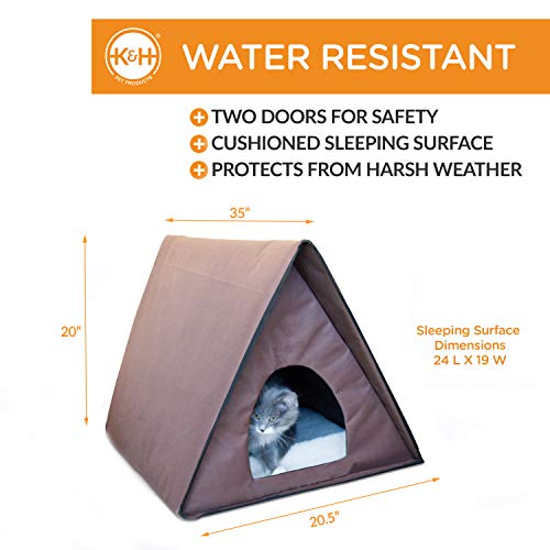 K&H Pet Products Outdoor Multi-Kitty A-Frame Chocolate 35 X 20.5 X 20 Inches Unheated