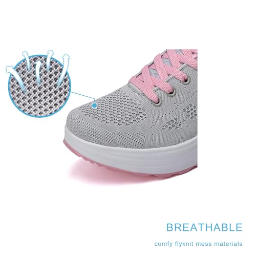 Image of RUIDENG Platform Sneakers for Women Air Cushion | Walking Shoes Women Comfortable All Day | Thick Rocker Bottom