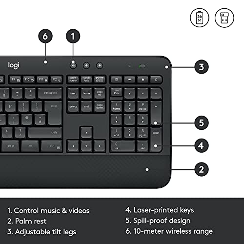 Logitech MK545 Advanced Wireless Keyboard and Mouse Combo Niederländisches QWERTY-Layout - Schwarz