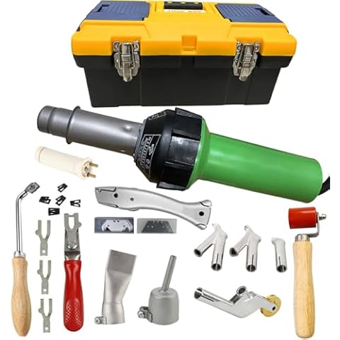 Beyondlife 1600W Hot Air Plastic Welder Welding Gun Plastic Welder Roofing Flooring Kit with Various Welding Nozzles, Vinyl Flooring Skiving Kit, Groover in 17" Carry Case Cover