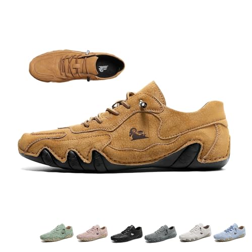 Women's Ultra-Light Soft Walking Shoes Italian Handmade Sneakers Breathable Non Slip Beck Shoes Comfort Casual Barefoot Shoes for Outdoor and Urban Life(Brown,US 8)