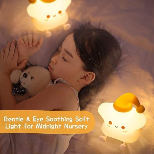 Image of Night Lamp For Bedroom, Cute Lamp, Kids, Birthday Gift, Valentine Gift Girlfriend, Rechargeable, Bpa-Free - Silicone Cloud (Star Fish Lampled, White)