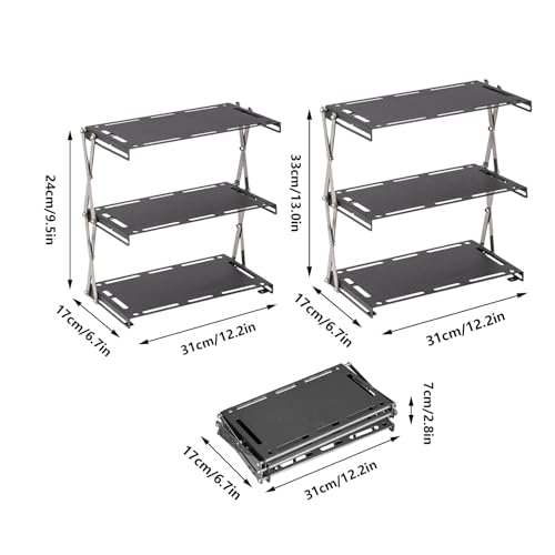 Étagère de cuisine en inox 3 niveaux à structure pliable - 3