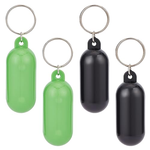 nbeads 4 Stück 2 Farben Schwimmender Schlüsselanhänger aus Plastik, Etwa 8,9cm Lang Pillenform Schwimmender Schlüsselring Schwimmender Schlüsselhalter für Bootfahren Angeln Segeln und Outdoor-Sport