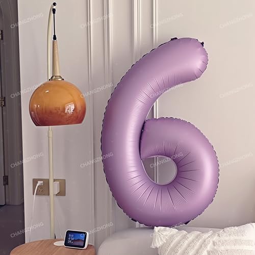 Image of 40 In Matte Lavender Purple Birthday Number 6 Helium Foil Mylar Balloon | Helium Foil Mylar, Suitable Boys' And Girls', 6st 16th Birthday Parties, Anniversary Celebration, six Balloon Purple paryt