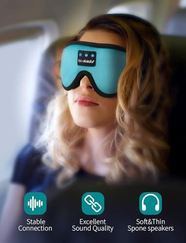 Image of LC-dolida Sleep Headphones, Sleep Mask Bluetooth Wireless Music Eye Mask, Bluetooth Headphones for Side Sleepers,Perfect for Travel, Night Work, Napping, Both Men and Women(Sky Blue)