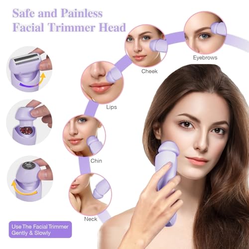 Image of Livora Electric Shaver for Women,Razor for Women,2 in 1 Wet & Dry Waterproof Electric Razors,Silk Glide Pro Shaver with Removable Head for Leg Arm Underarm Bikini Area,Purple