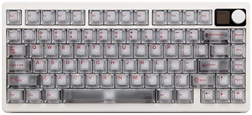 KEEBMONKEY P75 75%���C�����X�g�����[�h���J�j�J���L�[�{�[�h�ACNC�A���~�j�E���{�����[���m�u�A�J�X�^���h�b�g�}�g���b�N�X�X�N���[���A2.4G/BT/USB-C�A�����PC�L�[�L���b�v�A�T���E���hRGB�Ɩ��A10,000mAh�[�d���o�b�e