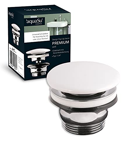 AquaSu 22626 4 Válvula Pop-up, Blanco Cover