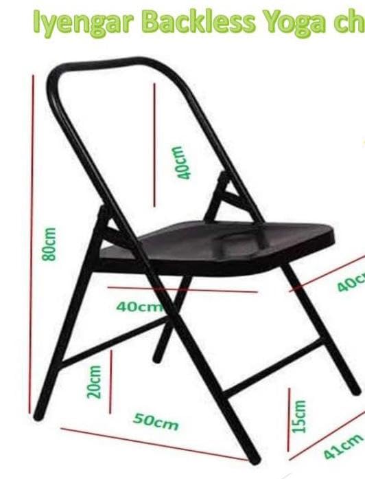 Image of Preeti Yoga Iyanger Yoga Backless Meditation Foldable Chair for Holding, Alignment & Flexibility | Capacity: 100kg (Medium - Black Color)