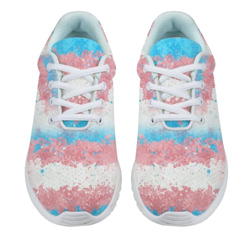 Transgender Flag Art Shoes for Women Men Trail Running Fashion Sneakers Breathable Mesh Tennis Athletic Shoes White2