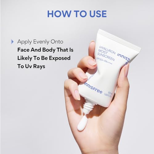 Image of Innisfree Hyaluronic Moist Sunscreen SPF50+ PA++++ - Korean Sunscreen with UV Protection, No White Cast, Hydrating & Moisturizing, Suitable for All Skin Types, Lightweight & Non-Greasy Formula