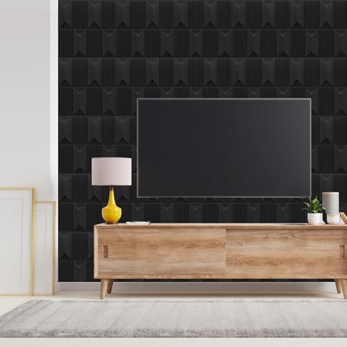 Image of Kayra Decor Wall Panels for Bedroom PVC Artisian Design, Black Color 19.7 inch x 19.7 inch (Pack of 18) - Covers 48.51 Sq. Ft.