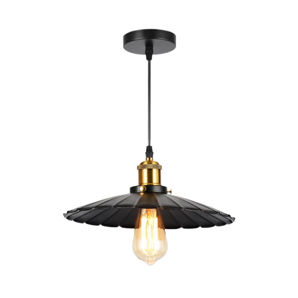 Suspension Noire de Style Industriel pour évier de Cuisine, luminaire Suspendu Vintage pour Salle à Manger, Lampe Suspendue rétro Style Ferme, Lustre pour îlot de Cuisine/Bar (11,8 po)
