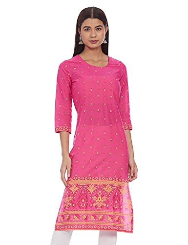 Image of Rangriti Pink Cambric Cotton Straight Kurta