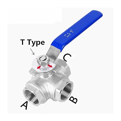 Válvula de tres vías DN25 en acero inoxidable que optimiza el flujo interno tipo T 5