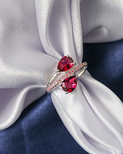 Yotreasure 2.06 Ct. Rhodolite Garnet Tourmaline 925 Sterling Silver Gemstone Engagement Rings For Women #TOP3