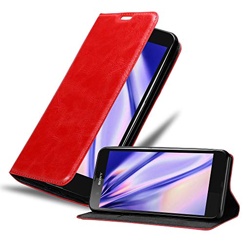 cadorabo Coque pour Sony Xperia Z en Rouge DE Pomme - Housse Protection avec Fermoire Magnétique, Stand Horizontal et Fente Carte - Portefeuille Etui Poche Folio Case...