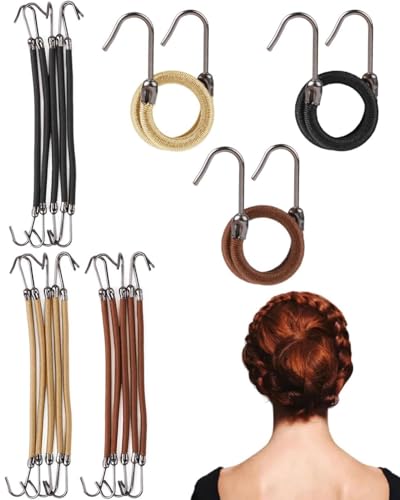FUGLUS 18 PCS Ganci per Capelli Elastici, Ganci di Coda di Cavallo Clip,elastici capelli, Elastici per Capelli con Chiusura con Gancetti per le acconciature a coda cavallo delle ragazze delle signore