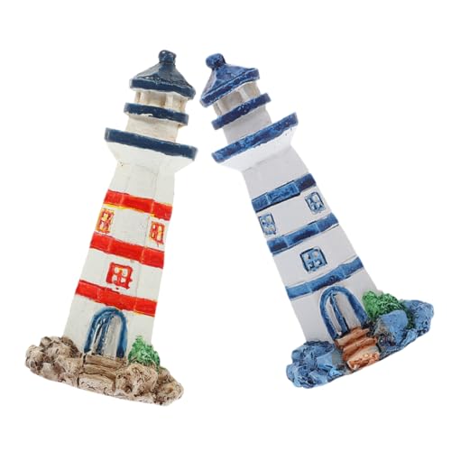 PRETYZOOM 2 Pièces Ornements de Phare Décoration de Phare Figurine de Phare en résine Objet de Decoration Objet de décoration de Table Ornement de Table...