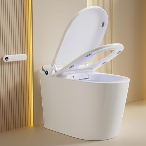 Sanyipace Smart Toilet with Built-In Tank, Heated Seat, Self-Cleaning Nozzle for Feminine Hygiene, ADA Comfort Height Elongated One Piece Toilet with Bidet, LED Fahrenheit Display, Soft Close Lid