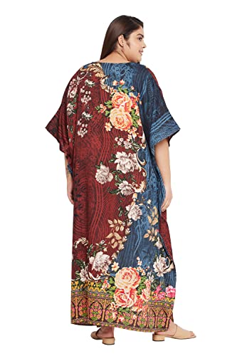 Image of Oussum Women Plus Size Kaftan Kimono Loose Maxi summer dresses for women Beach 3 /4 Sleeve Casual lounge dress Boho
