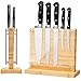 Secura Knife Block Magnetic Universal Knives Holder Bamboo Knife Stand for Kitchen Cutlery Display Rack and Organizer with Acrylic Shield Double Side Storage Strongly Magnetic