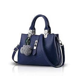 NICOLE & DORIS 2025 New Handbags for women Fashion Ladies Handbags & Shoulder Bags Designer Top Handle Bag with Pompom Blue